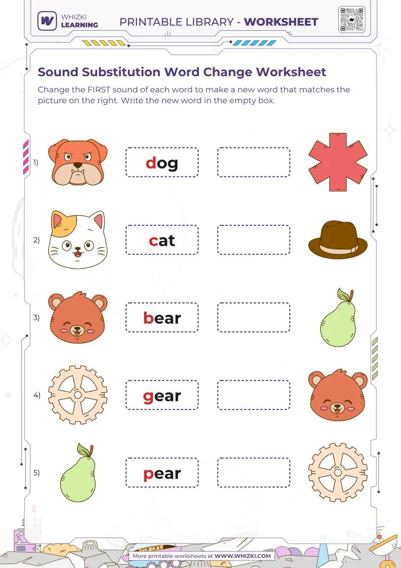 Sound Substitution Word Change Worksheet
