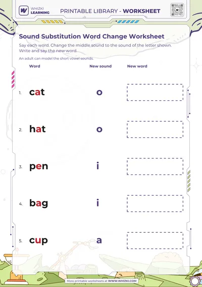 Sound Substitution Word Change Worksheet