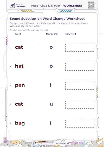 Sound Substitution Word Change Worksheet