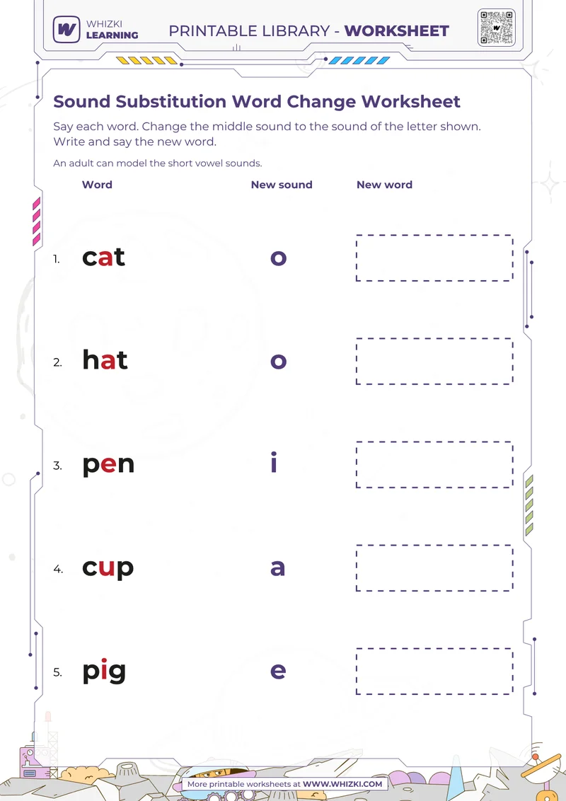 Sound Substitution Word Change Worksheet