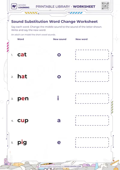 Sound Substitution Word Change Worksheet