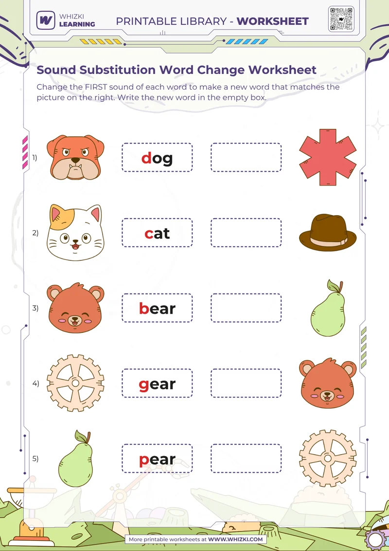 Sound Substitution Word Change Worksheet