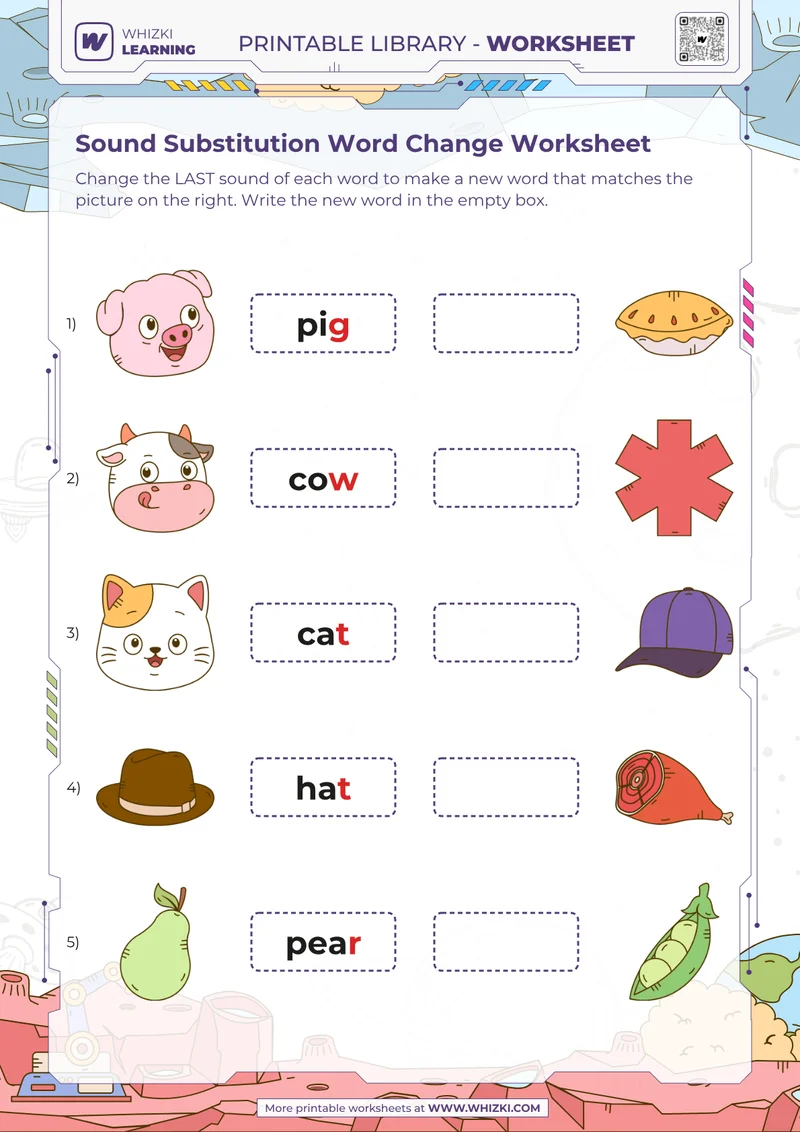 Sound Substitution Word Change Worksheet