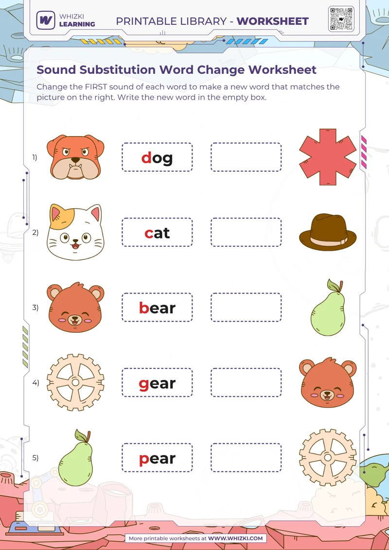 Sound Substitution Word Change Worksheet
