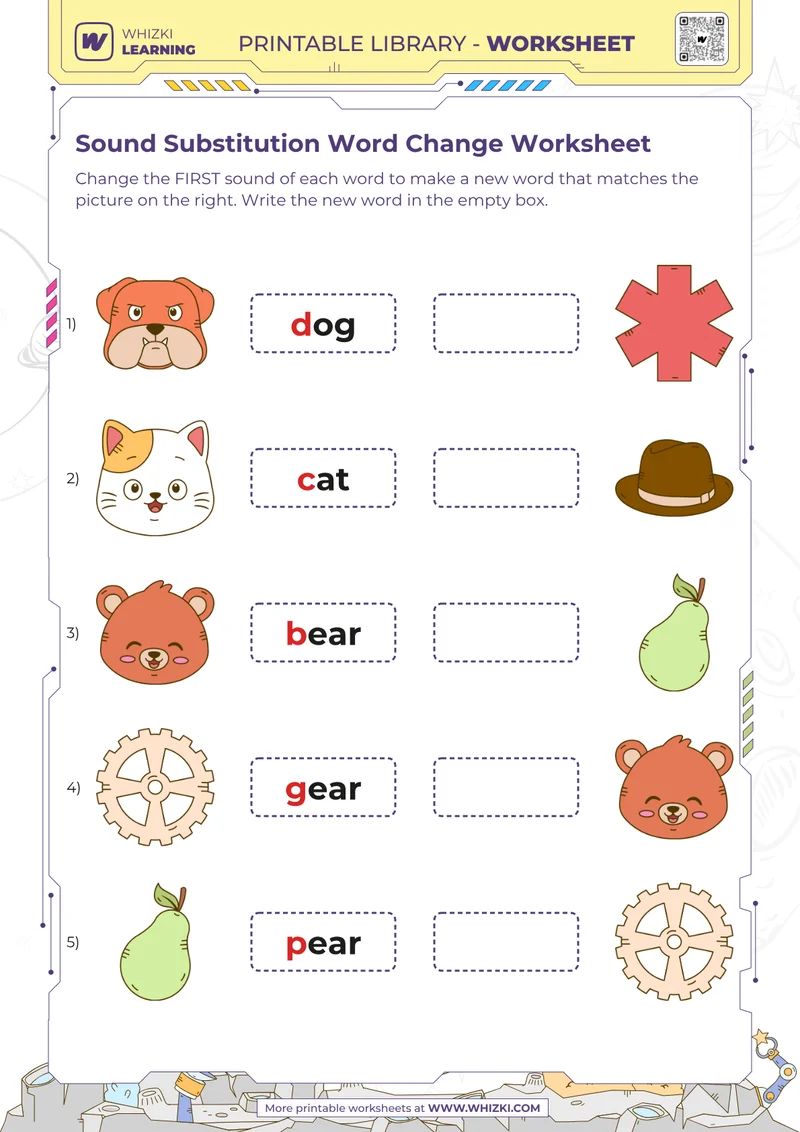 Sound Substitution Word Change Worksheet