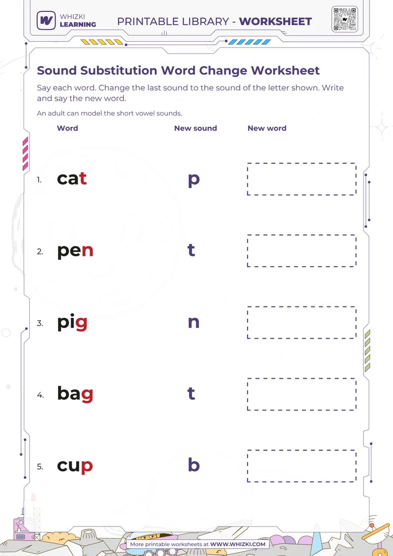 Sound Substitution Word Change Worksheet