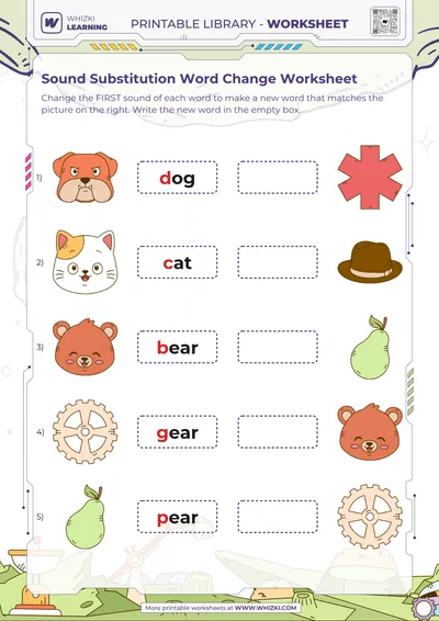Sound Substitution Word Change Worksheet