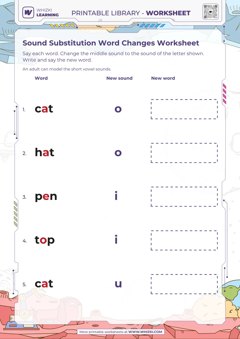 Sound Substitution Word Changes Worksheet