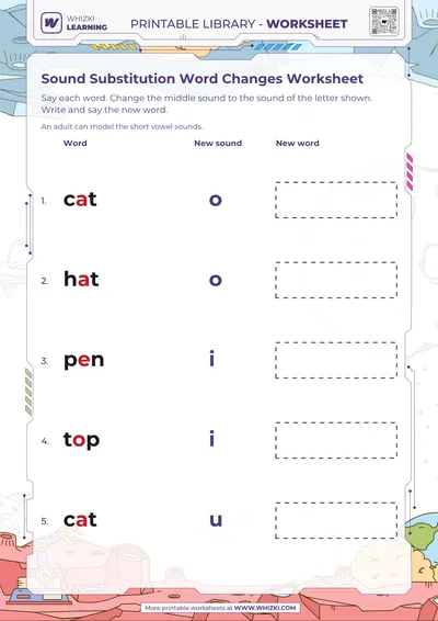 Sound Substitution Word Changes Worksheet