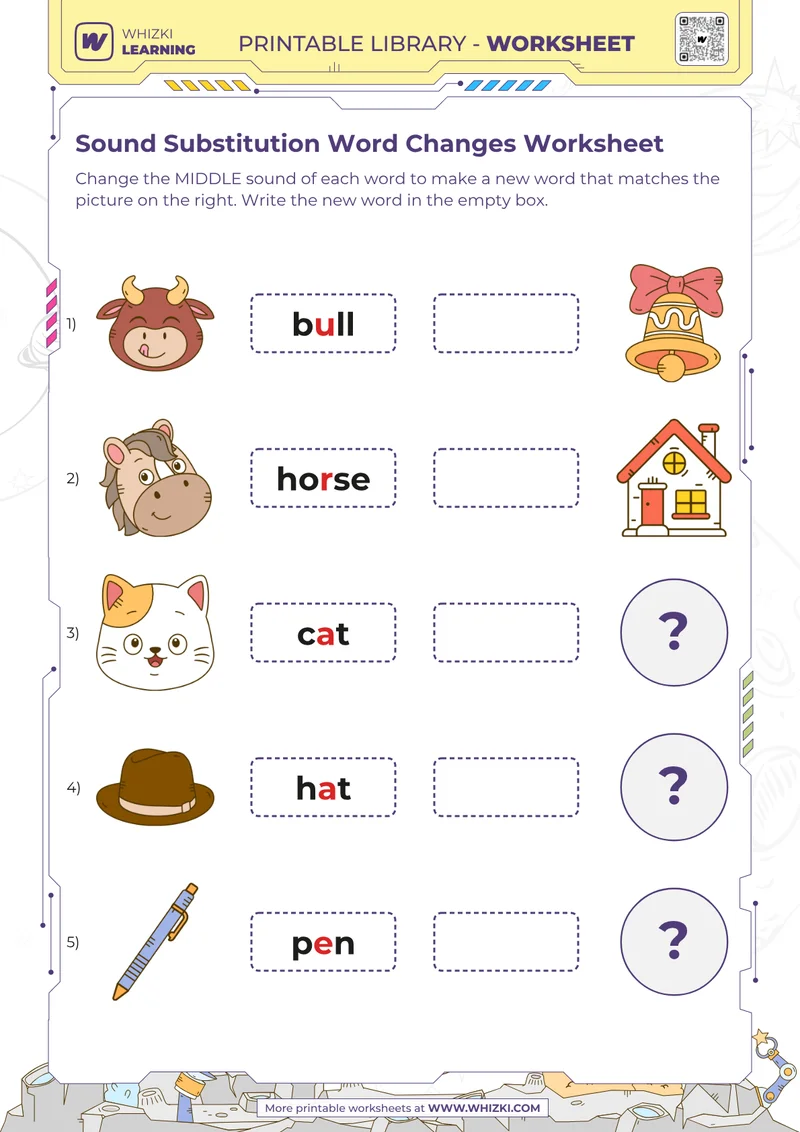 Sound Substitution Word Changes Worksheet