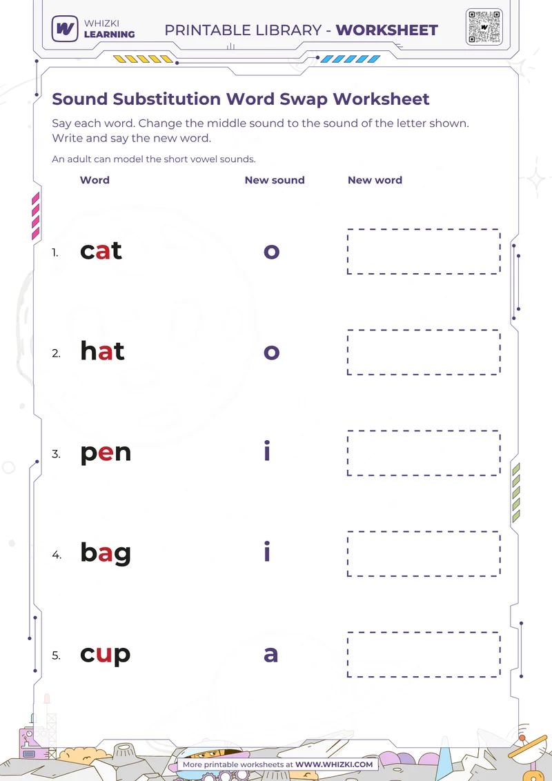 Sound Substitution Word Swap Worksheet