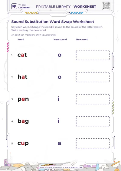 Sound Substitution Word Swap Worksheet