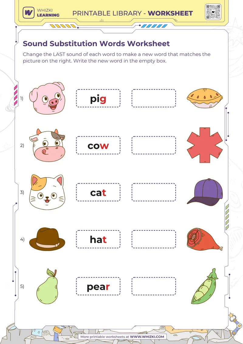 Sound Substitution Words Worksheet