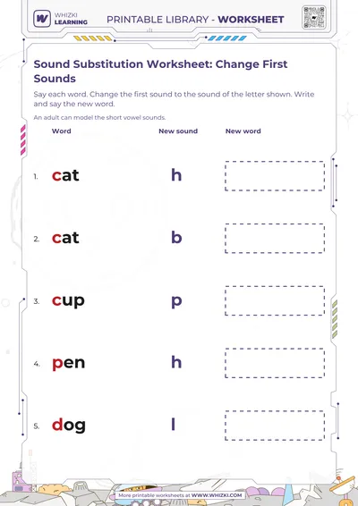 Sound Substitution Worksheet: Change First Sounds