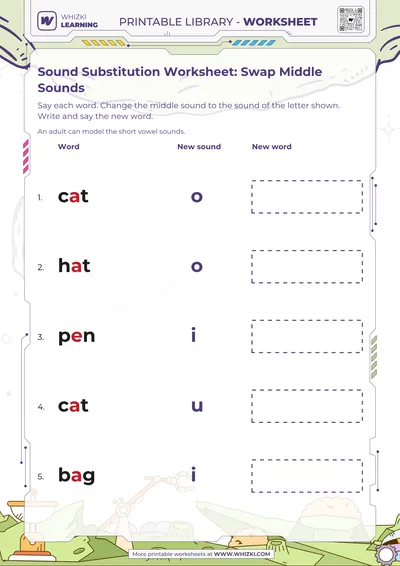 Sound Substitution Worksheet: Swap Middle Sounds