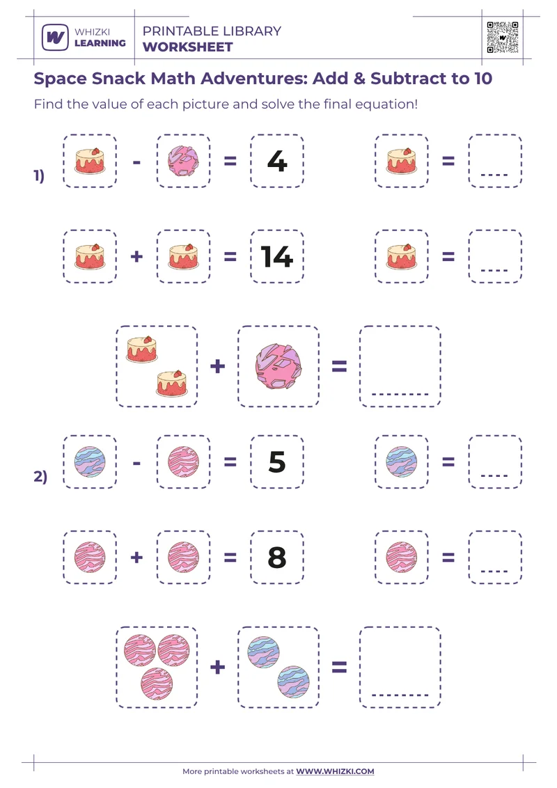 Space Snack Math Adventures: Add & Subtract to 10