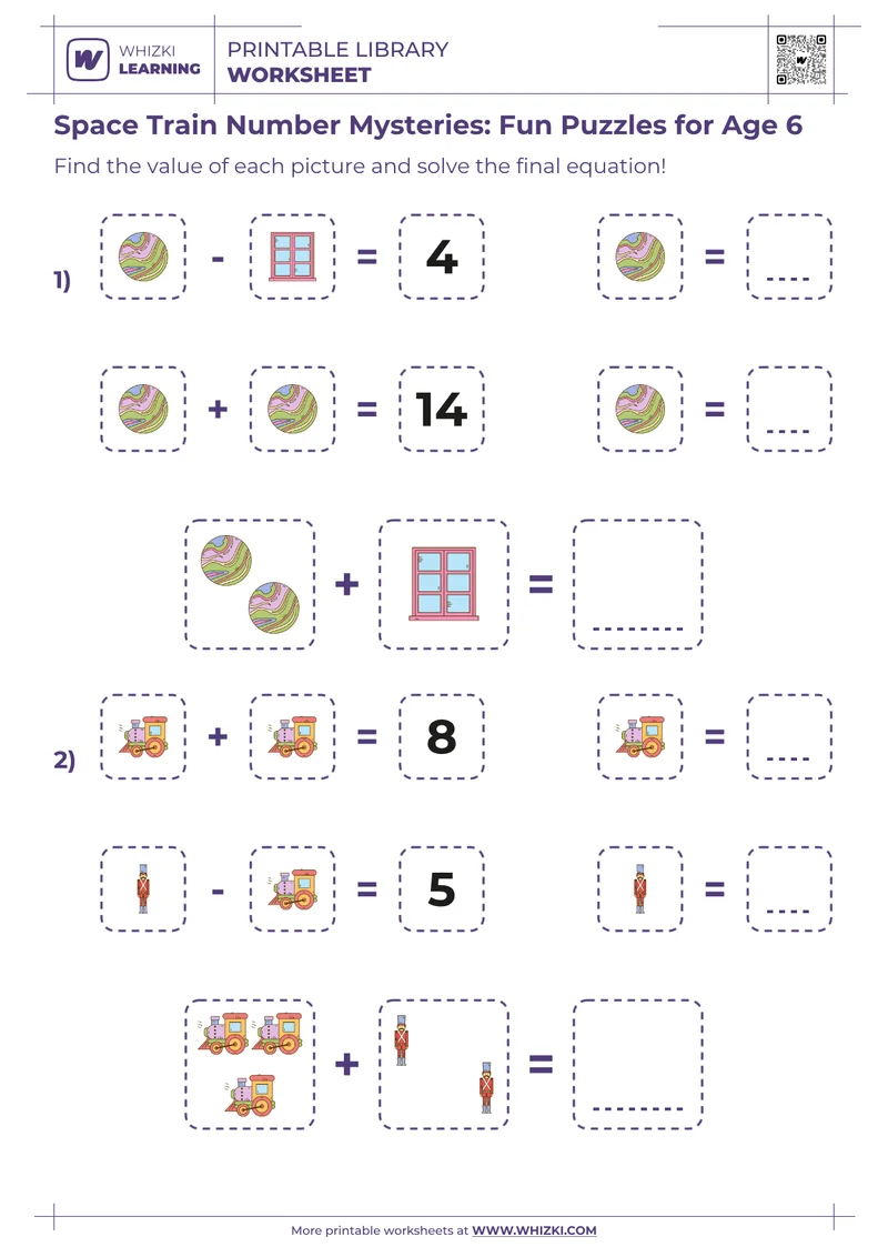 Space Train Number Mysteries: Fun Puzzles for Age 6