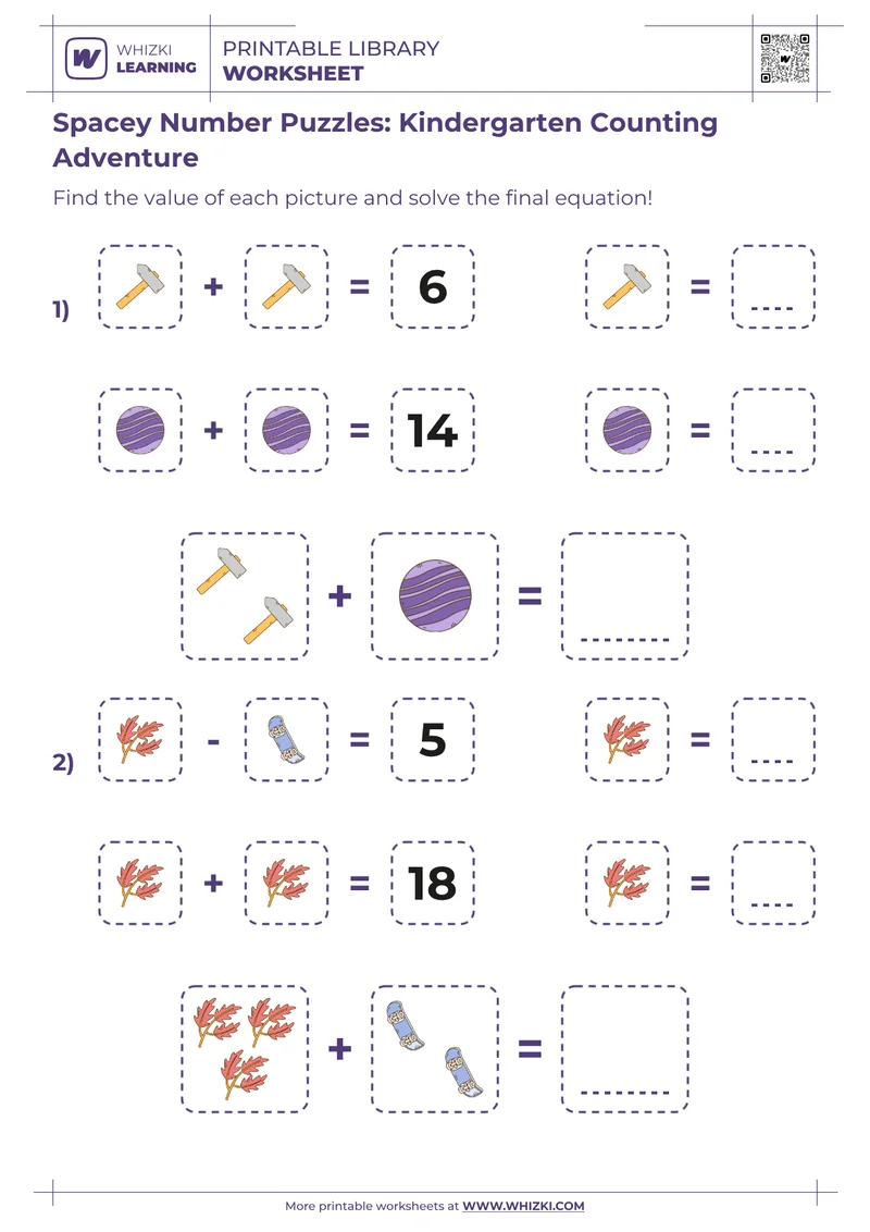 Spacey Number Puzzles: Kindergarten Counting Adventure
