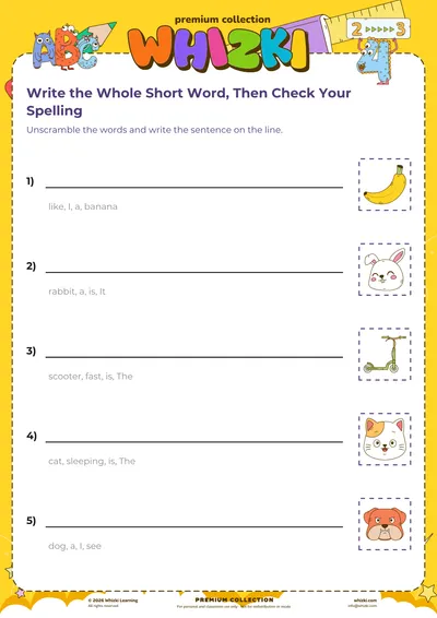 Write the Whole Short Word, Then Check Your Spelling