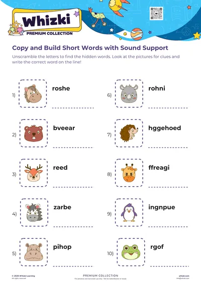Copy and Build Short Words with Sound Support