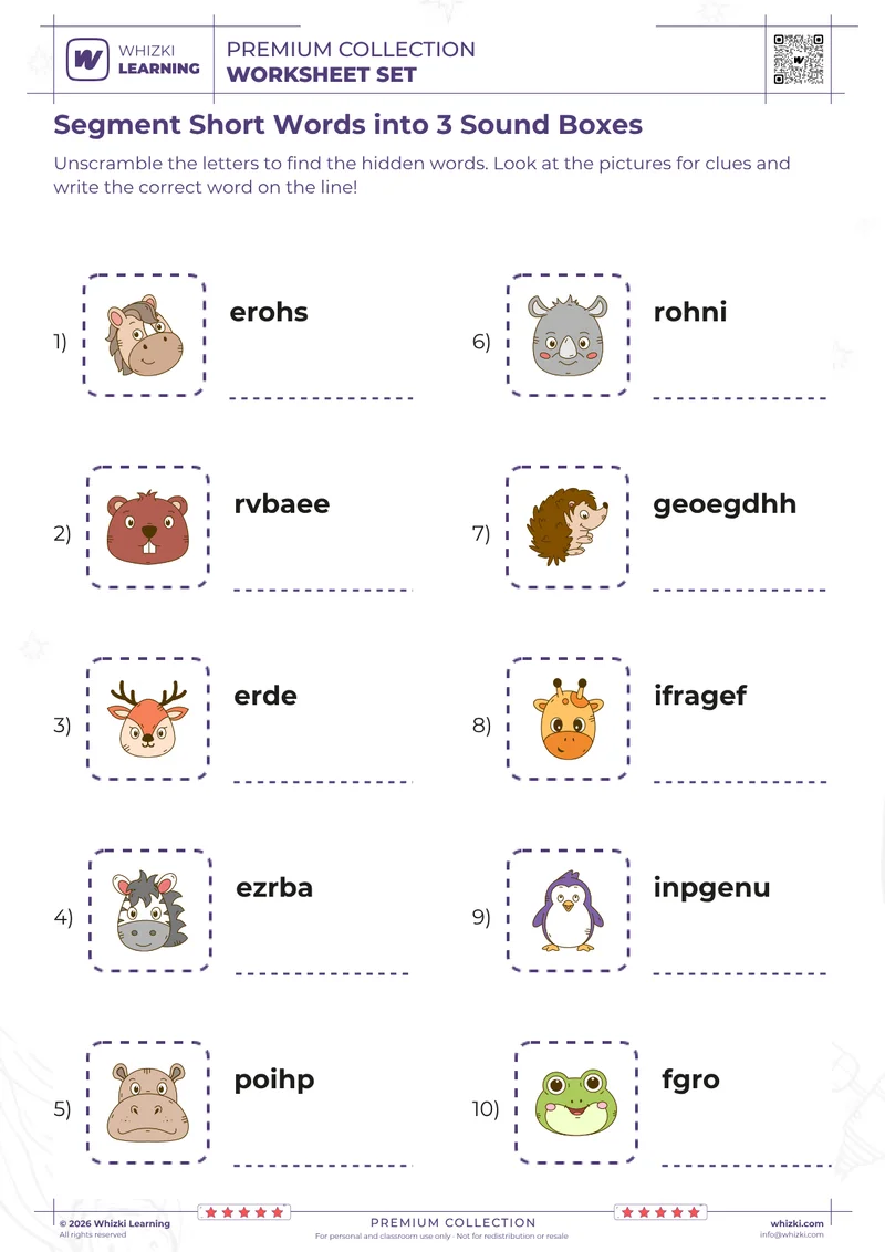 Segment Short Words into 3 Sound Boxes