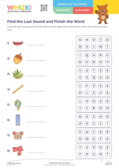 Find the Last Sound and Finish the Word