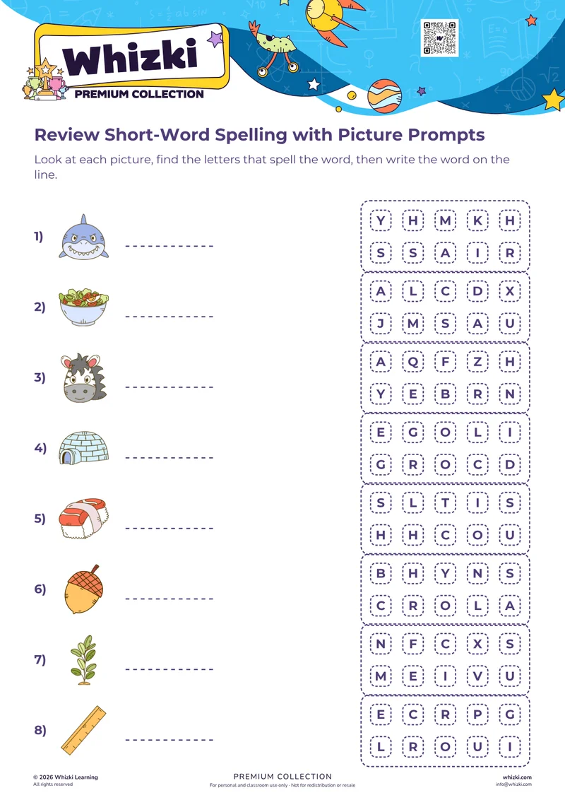 Review Short-Word Spelling with Picture Prompts