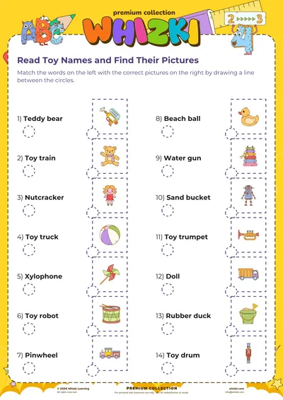 Read Toy Names and Find Their Pictures