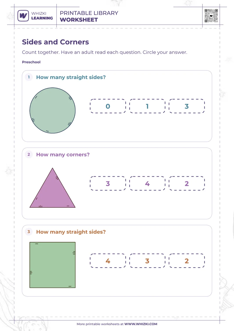 Straight Sides and Corners Shape Worksheet
