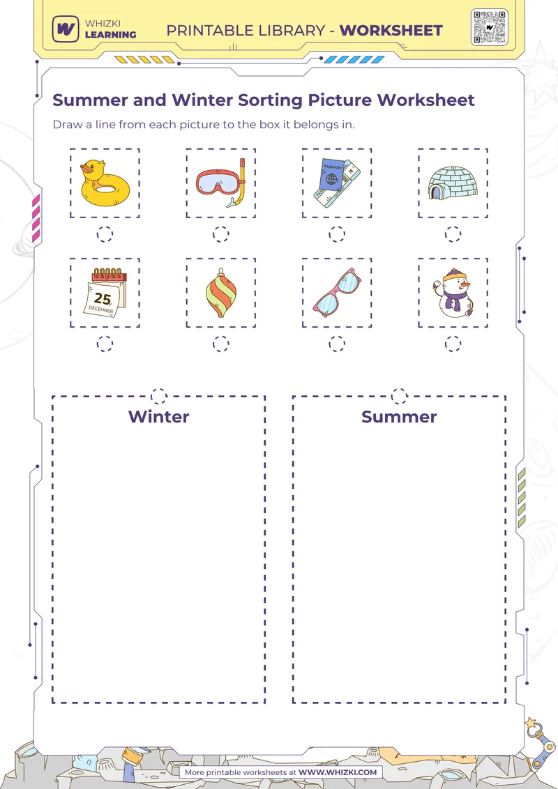 Summer and Winter Sorting Picture Worksheet