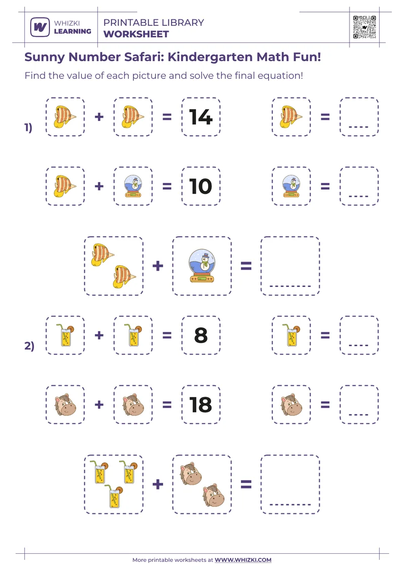 Sunny Number Safari: Kindergarten Math Fun!