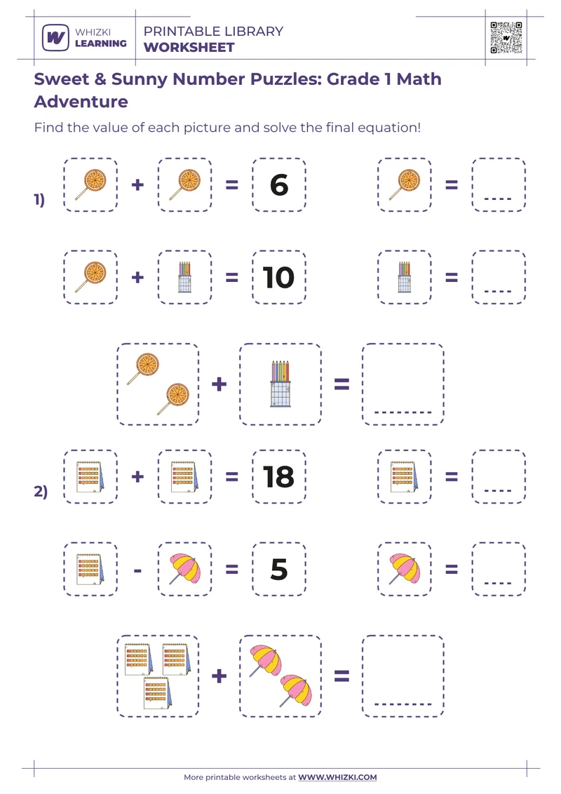 Sweet & Sunny Number Puzzles: Grade 1 Math Adventure