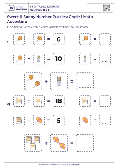 Sweet & Sunny Number Puzzles: Grade 1 Math Adventure