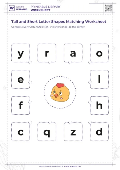 Tall and Short Letter Shapes Matching Worksheet