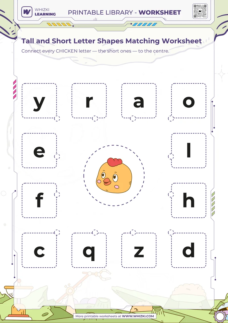 Tall and Short Letter Shapes Matching Worksheet