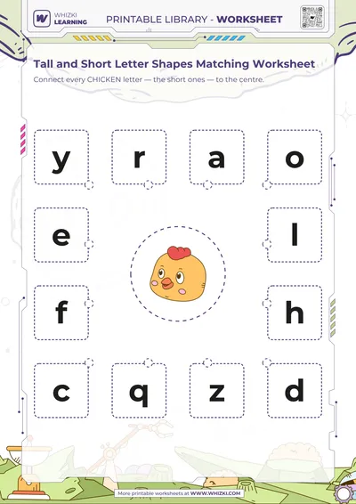 Tall and Short Letter Shapes Matching Worksheet