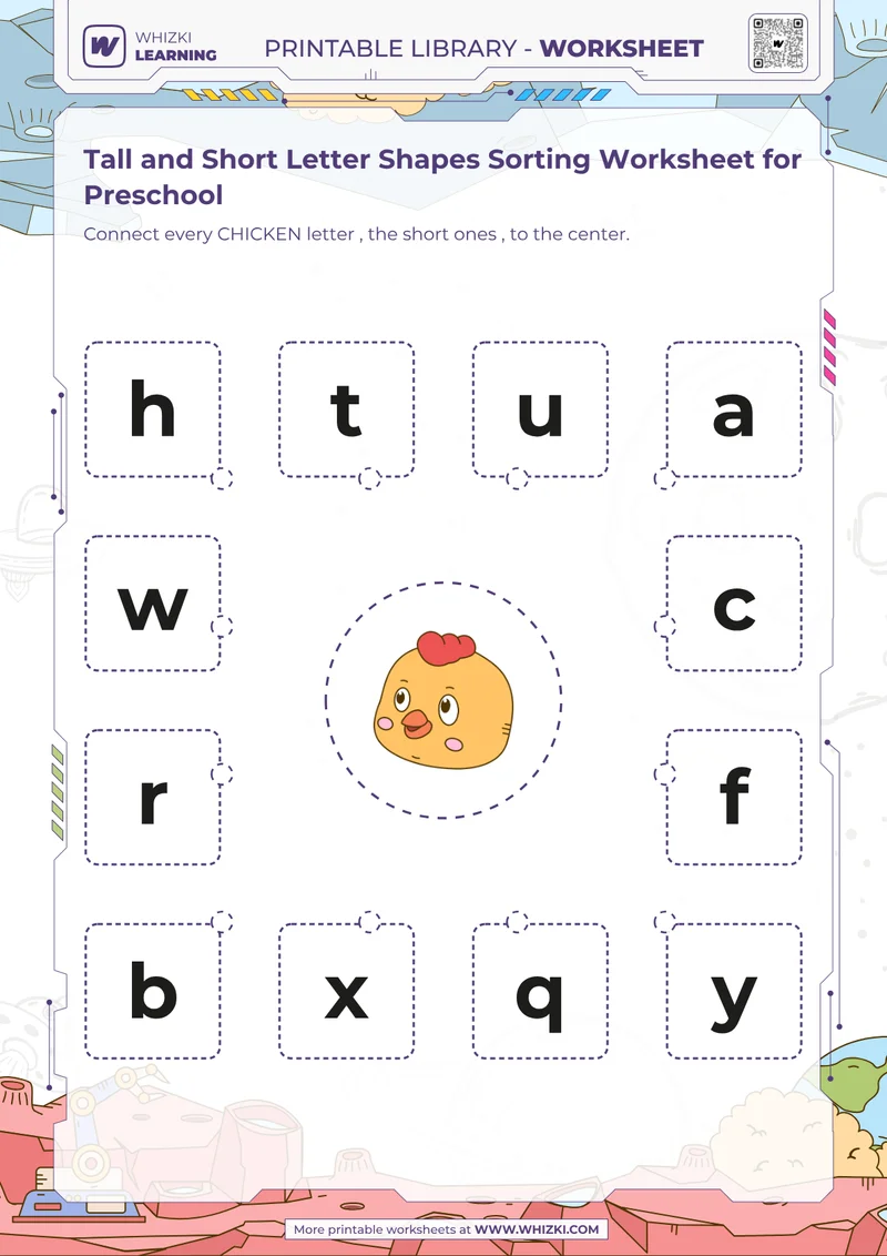 Tall and Short Letter Shapes Sorting Worksheet for Preschool