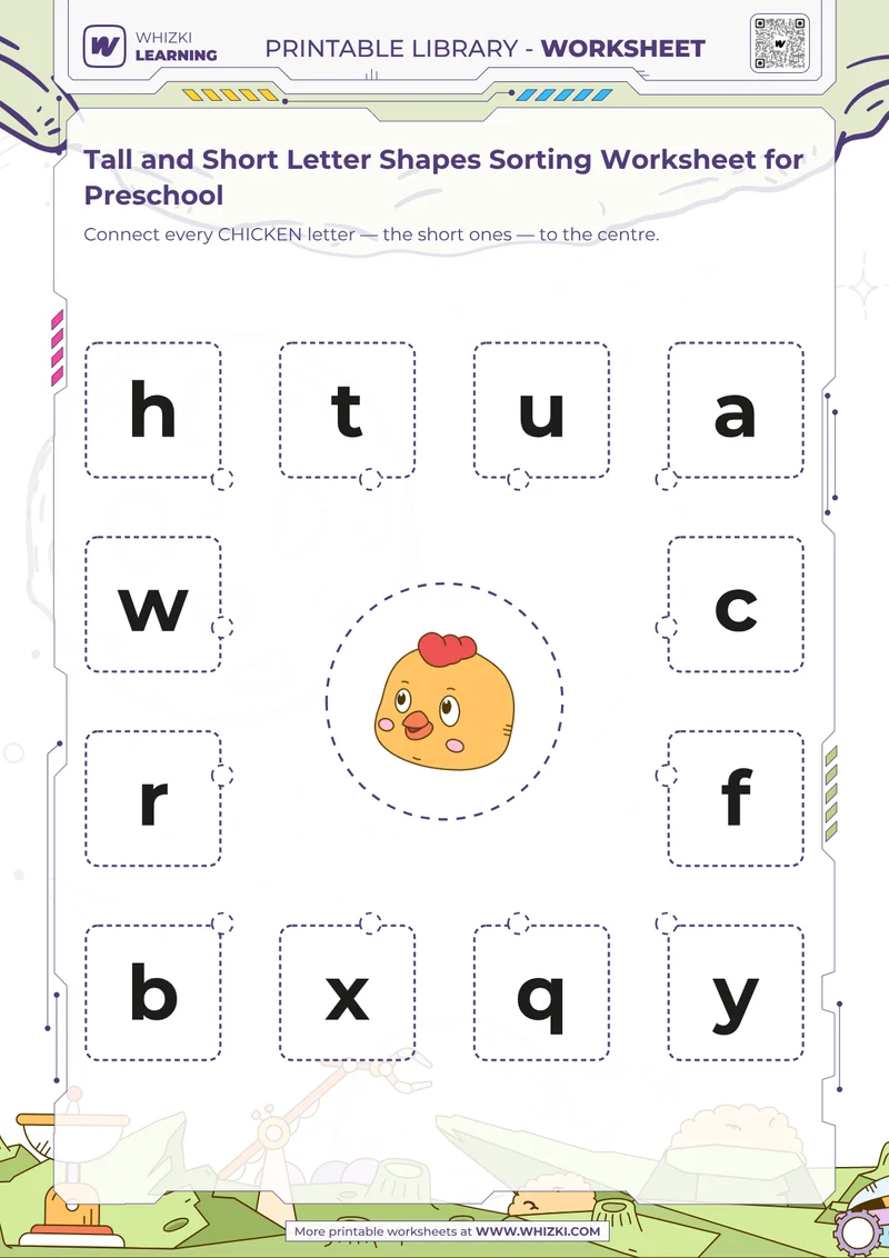 Tall and Short Letter Shapes Sorting Worksheet for Preschool