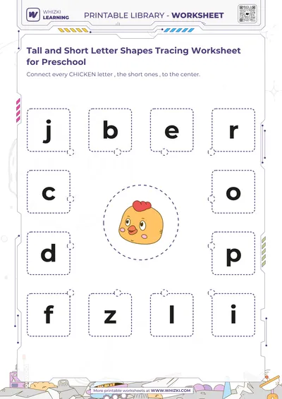 Tall and Short Letter Shapes Tracing Worksheet for Preschool