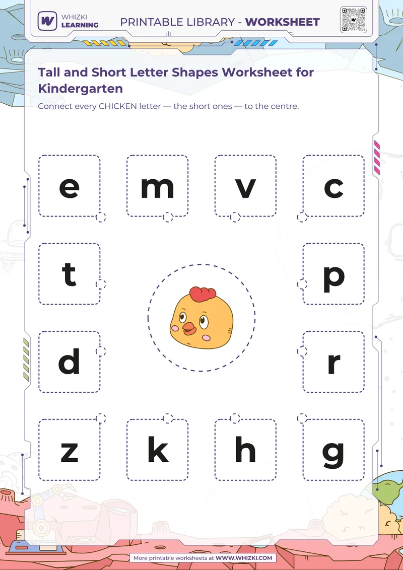 Tall and Short Letter Shapes Worksheet for Kindergarten