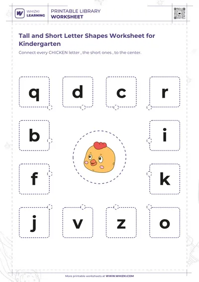 Tall and Short Letter Shapes Worksheet for Kindergarten