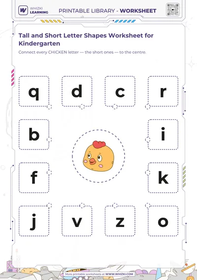 Tall and Short Letter Shapes Worksheet for Kindergarten