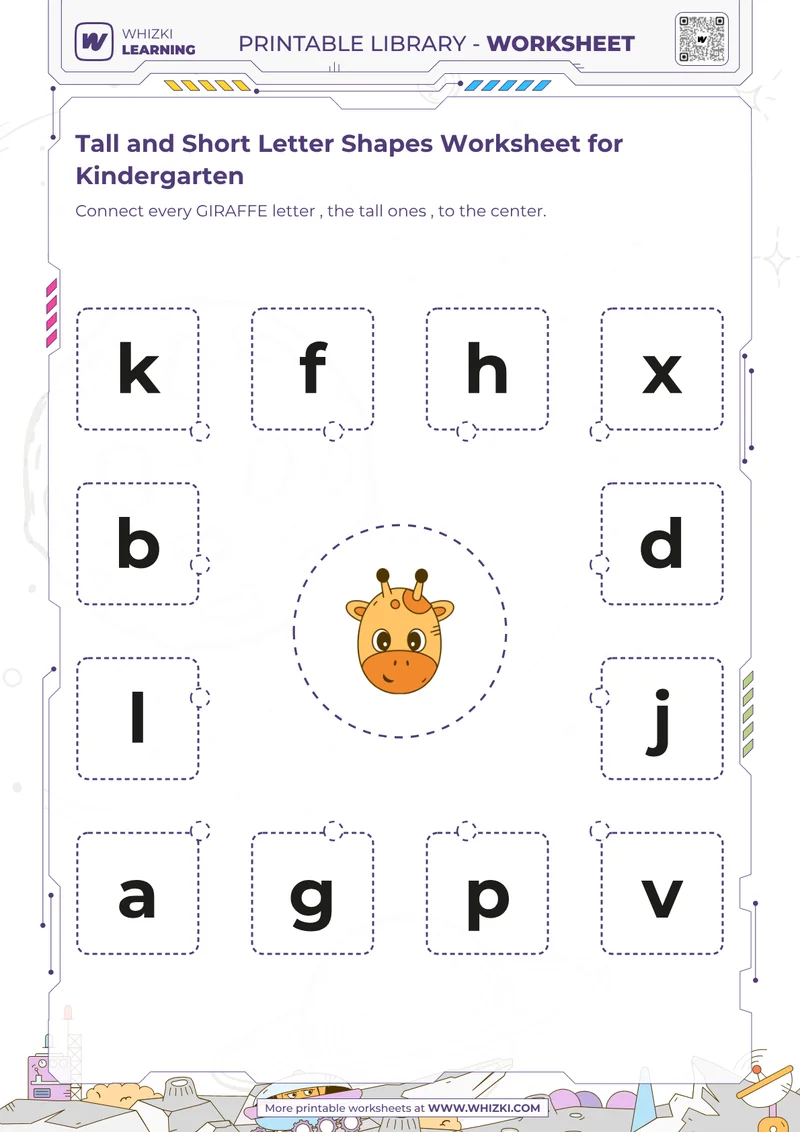 Tall and Short Letter Shapes Worksheet for Kindergarten