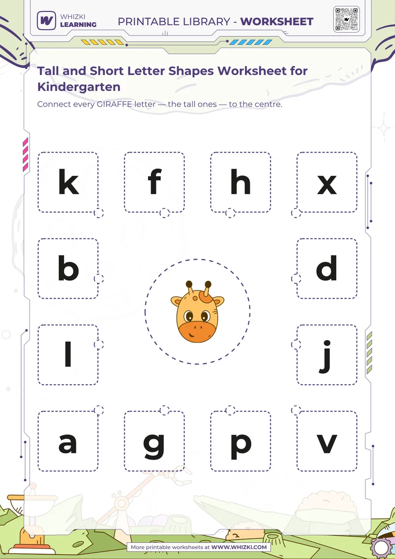 Tall and Short Letter Shapes Worksheet for Kindergarten