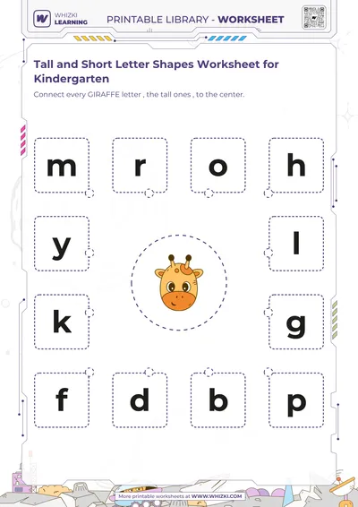 Tall and Short Letter Shapes Worksheet for Kindergarten