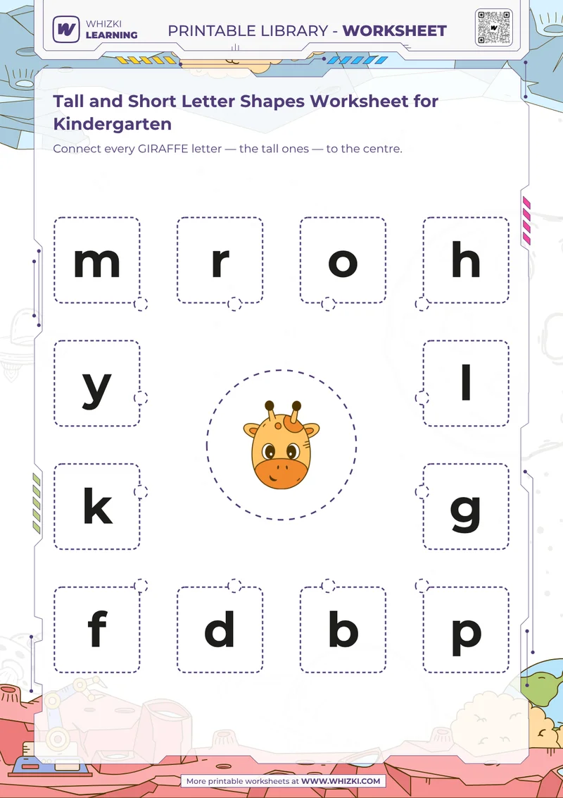 Tall and Short Letter Shapes Worksheet for Kindergarten