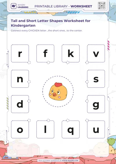 Tall and Short Letter Shapes Worksheet for Kindergarten