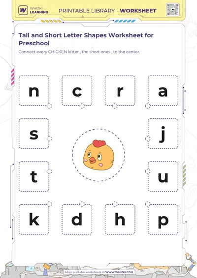 Tall and Short Letter Shapes Worksheet for Preschool