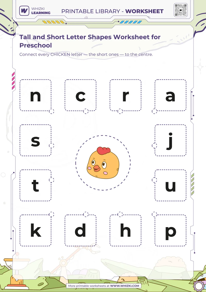Tall and Short Letter Shapes Worksheet for Preschool