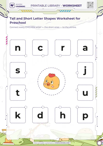 Tall and Short Letter Shapes Worksheet for Preschool
